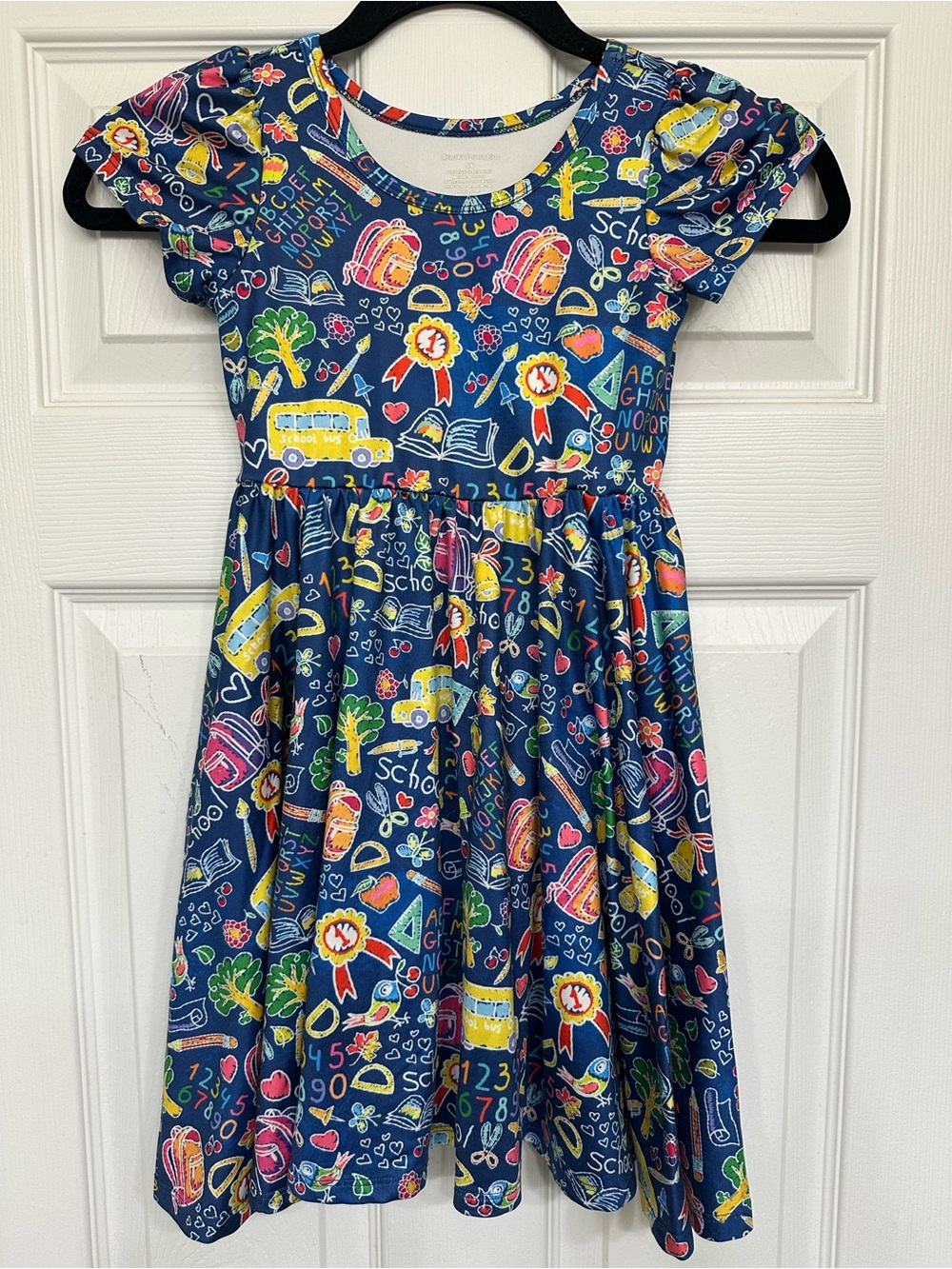 Girls' 5/6 Navy Back to School-Themed Dress